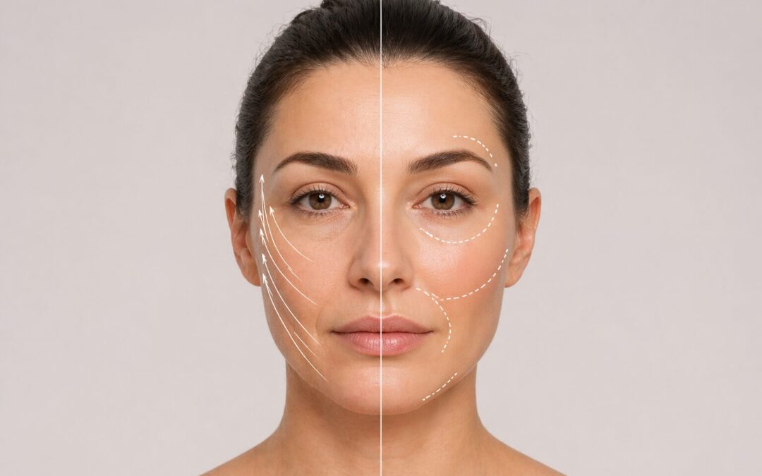 Comparativa entre vectores de elevación de hilos tensores y puntos de volumen con fillers